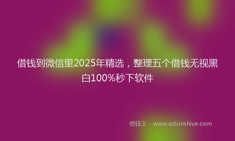 借钱到微信里2025年精选，整理五个借钱无视黑白100%秒下软件