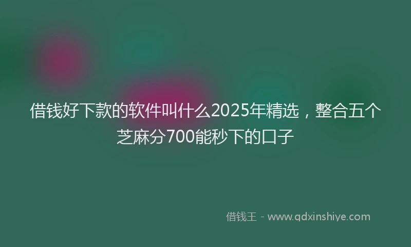 借钱好下款的软件叫什么2025年精选，整合五个芝麻分700能秒下的口子