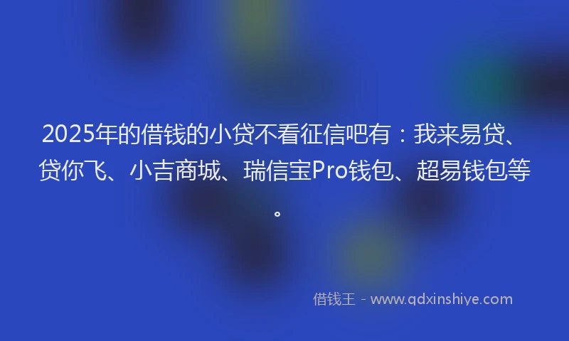 2025年的借钱的小贷不看征信吧有：我来易贷、贷你飞、小吉商城、瑞信宝Pro钱包、超易钱包等。
