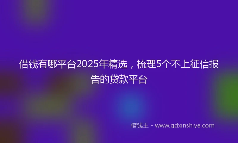 借钱有哪平台2025年精选，梳理5个不上征信报告的贷款平台