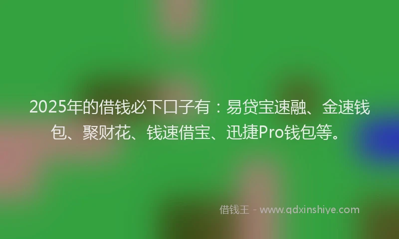 2025年的借钱必下口子有：易贷宝速融、金速钱包、聚财花、钱速借宝、迅捷Pro钱包等。