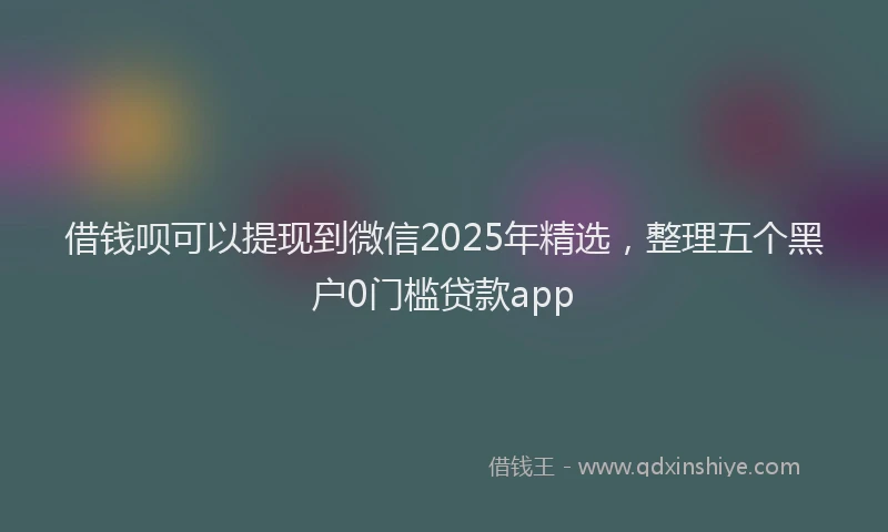 借钱呗可以提现到微信2025年精选，整理五个黑户0门槛贷款app