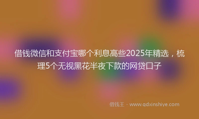 借钱微信和支付宝哪个利息高些2025年精选，梳理5个无视黑花半夜下款的网贷口子
