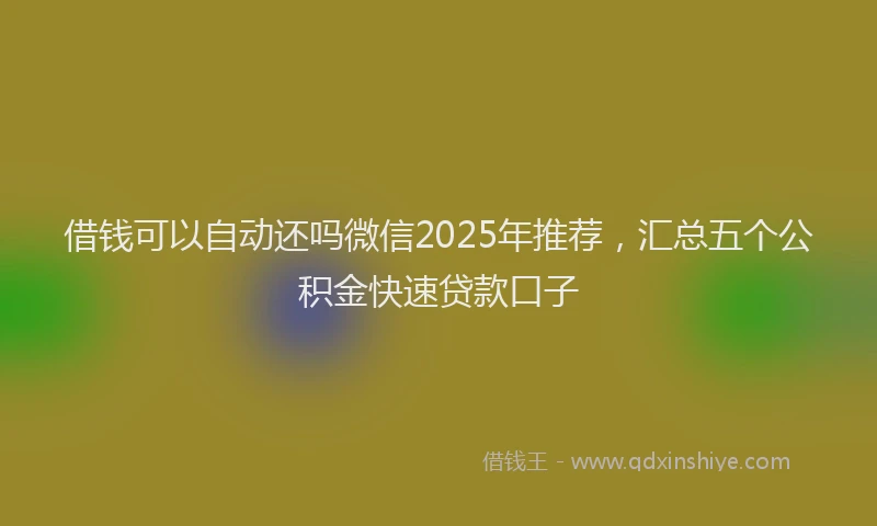 借钱可以自动还吗微信2025年推荐，汇总五个公积金快速贷款口子