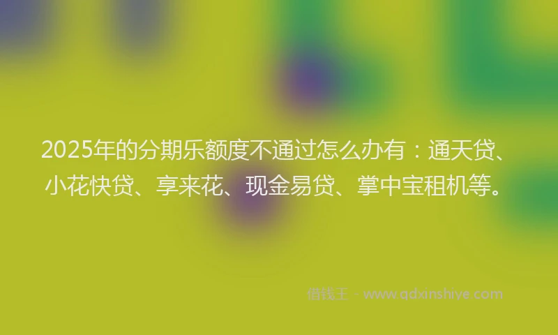 2025年的分期乐额度不通过怎么办有：通天贷、小花快贷、享来花、现金易贷、掌中宝租机等。