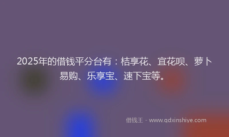 2025年的借钱平分台有：桔享花、宜花呗、萝卜易购、乐享宝、速下宝等。