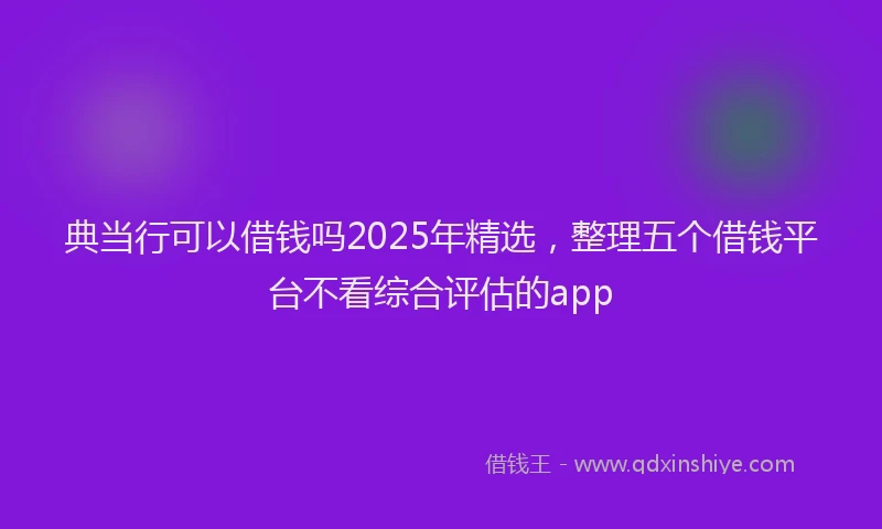 典当行可以借钱吗2025年精选，整理五个借钱平台不看综合评估的app