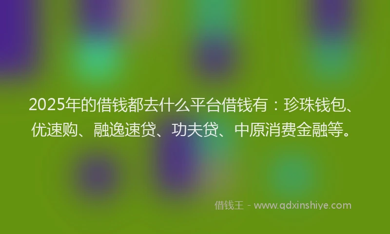 2025年的借钱都去什么平台借钱有：珍珠钱包、优速购、融逸速贷、功夫贷、中原消费金融等。