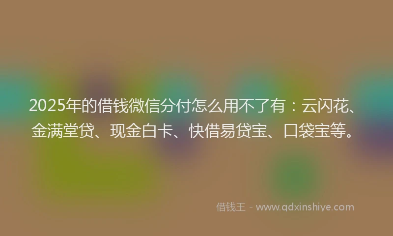 2025年的借钱微信分付怎么用不了有：云闪花、金满堂贷、现金白卡、快借易贷宝、口袋宝等。