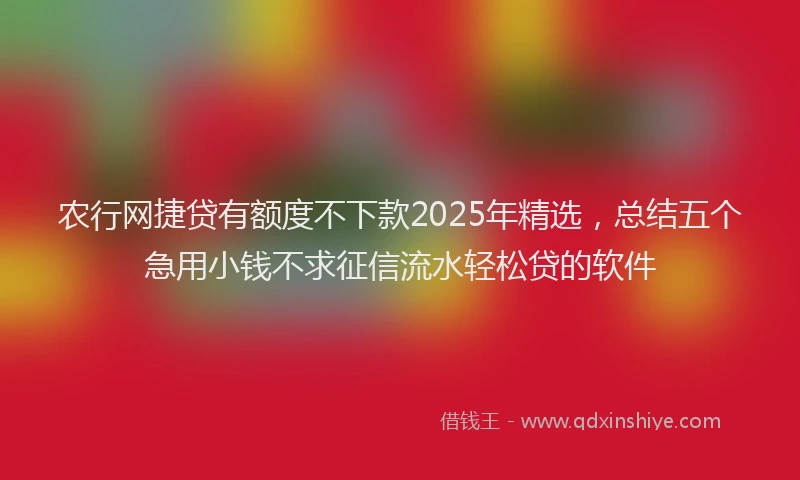 农行网捷贷有额度不下款2025年精选，总结五个急用小钱不求征信流水轻松贷的软件