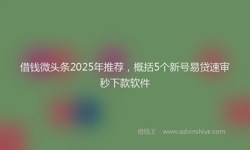 借钱微头条2025年推荐，概括5个新号易贷速审秒下款软件