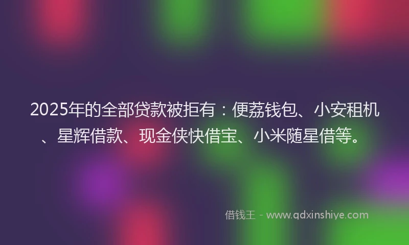 2025年的全部贷款被拒有：便荔钱包、小安租机、星辉借款、现金侠快借宝、小米随星借等。
