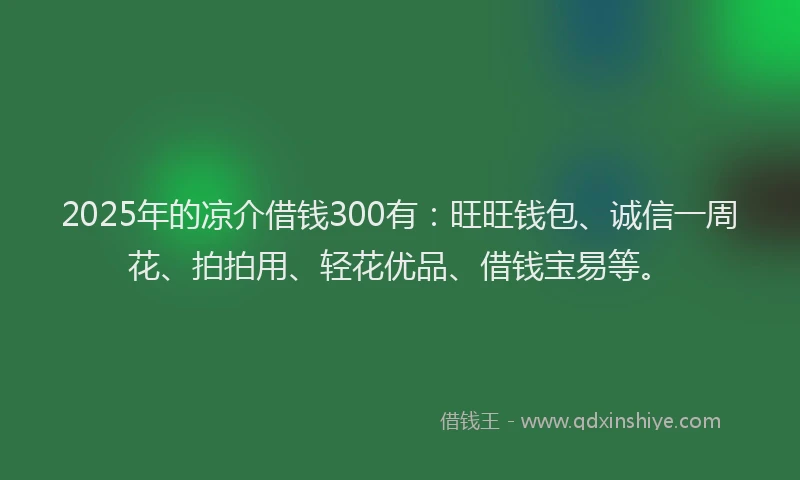 2025年的凉介借钱300有：旺旺钱包、诚信一周花、拍拍用、轻花优品、借钱宝易等。