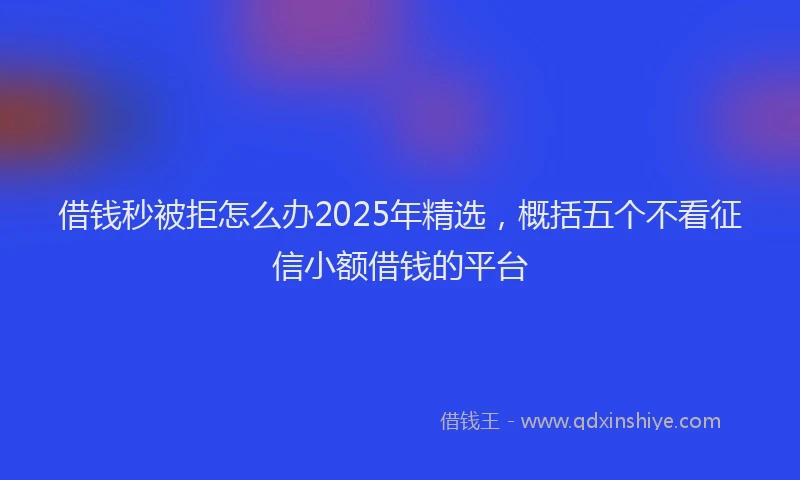 借钱秒被拒怎么办2025年精选，概括五个不看征信小额借钱的平台