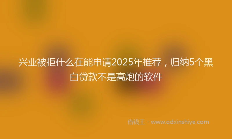 兴业被拒什么在能申请2025年推荐，归纳5个黑白贷款不是高炮的软件
