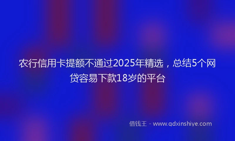 农行信用卡提额不通过2025年精选，总结5个网贷容易下款18岁的平台