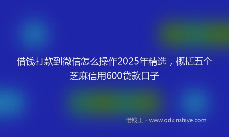 借钱打款到微信怎么操作2025年精选，概括五个芝麻信用600贷款口子