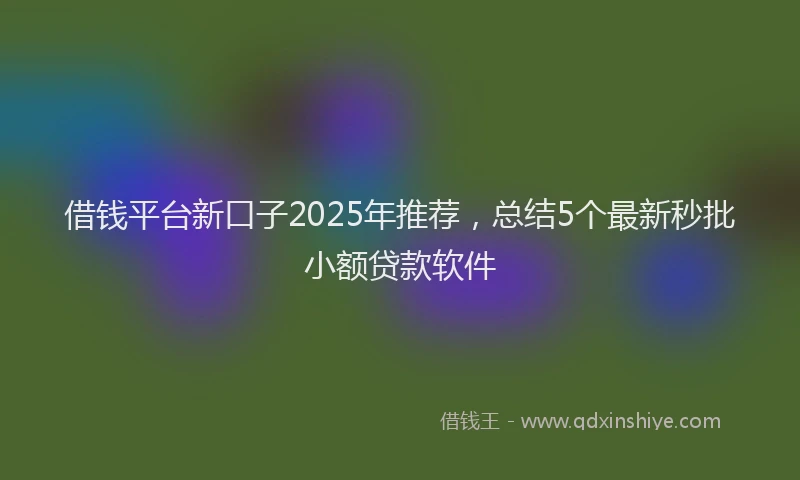 借钱平台新口子2025年推荐，总结5个最新秒批小额贷款软件