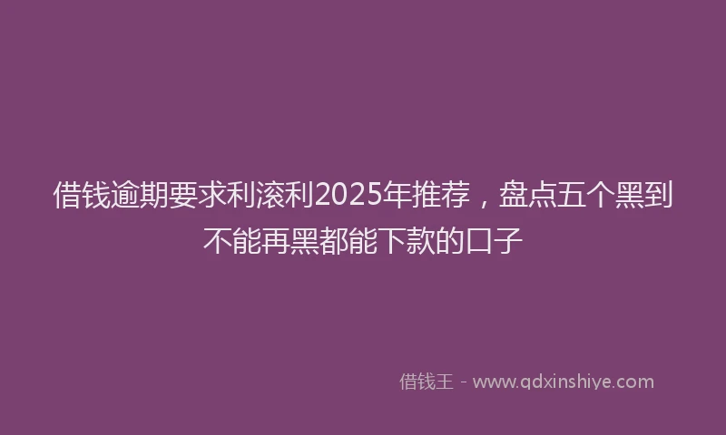 借钱逾期要求利滚利2025年推荐，盘点五个黑到不能再黑都能下款的口子