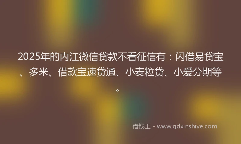2025年的内江微信贷款不看征信有：闪借易贷宝、多米、借款宝速贷通、小麦粒贷、小爱分期等。