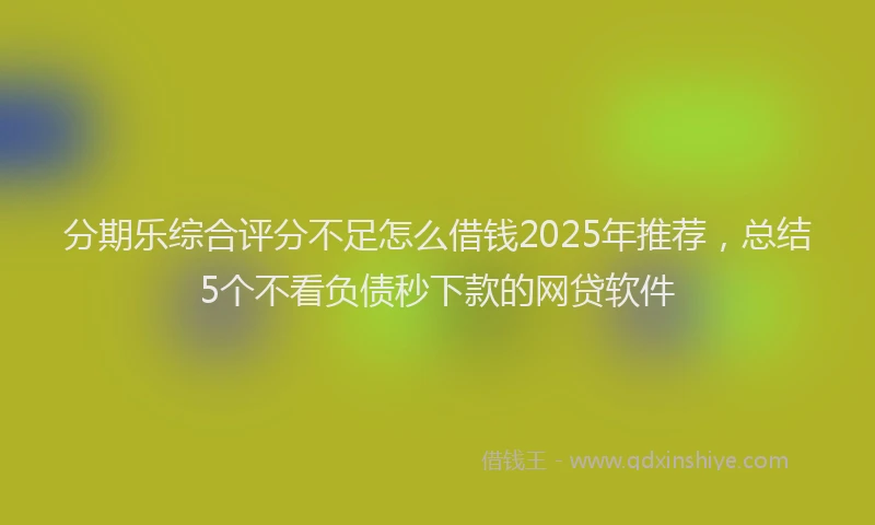 分期乐综合评分不足怎么借钱2025年推荐，总结5个不看负债秒下款的网贷软件
