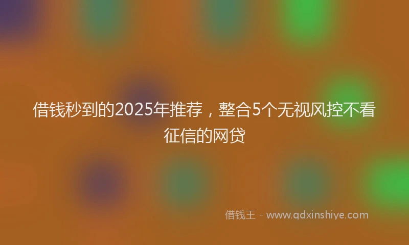 借钱秒到的2025年推荐，整合5个无视风控不看征信的网贷