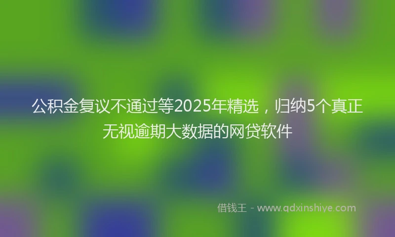 公积金复议不通过等2025年精选，归纳5个真正无视逾期大数据的网贷软件