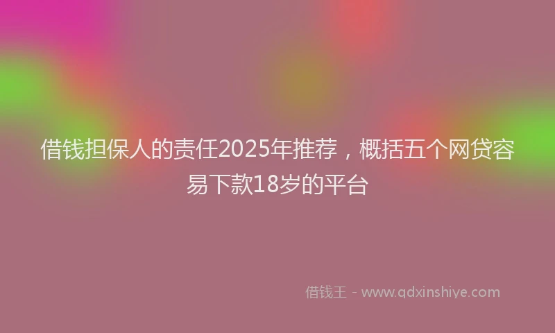 借钱担保人的责任2025年推荐，概括五个网贷容易下款18岁的平台