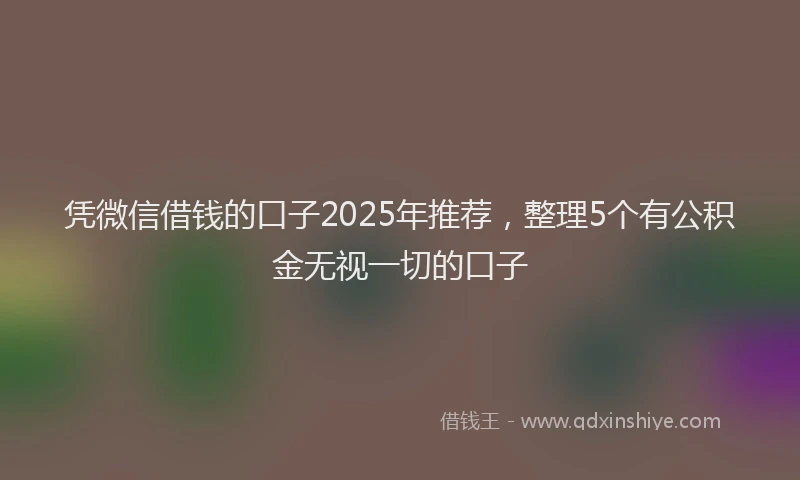 凭微信借钱的口子2025年推荐，整理5个有公积金无视一切的口子