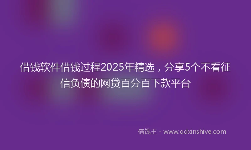 借钱软件借钱过程2025年精选，分享5个不看征信负债的网贷百分百下款平台
