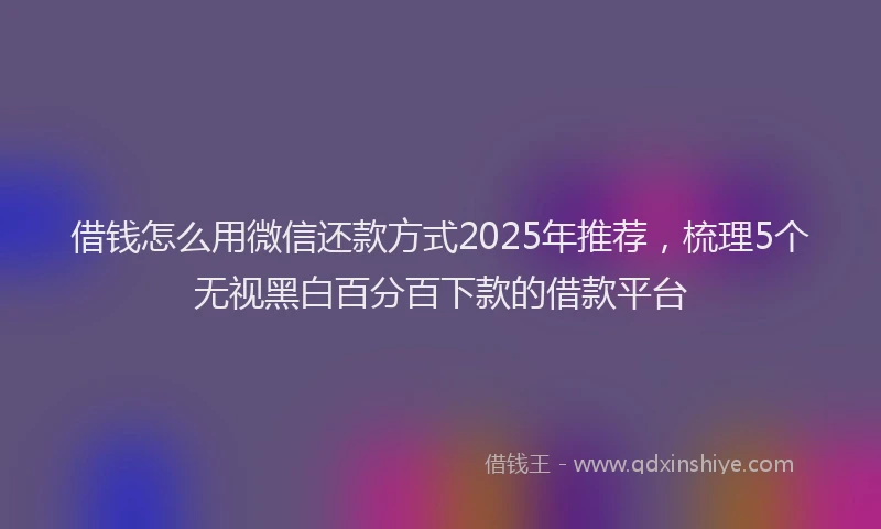 借钱怎么用微信还款方式2025年推荐，梳理5个无视黑白百分百下款的借款平台