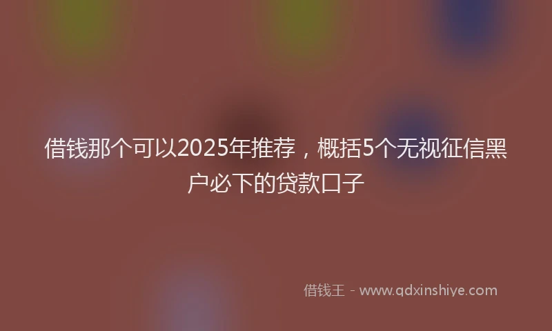 借钱那个可以2025年推荐，概括5个无视征信黑户必下的贷款口子
