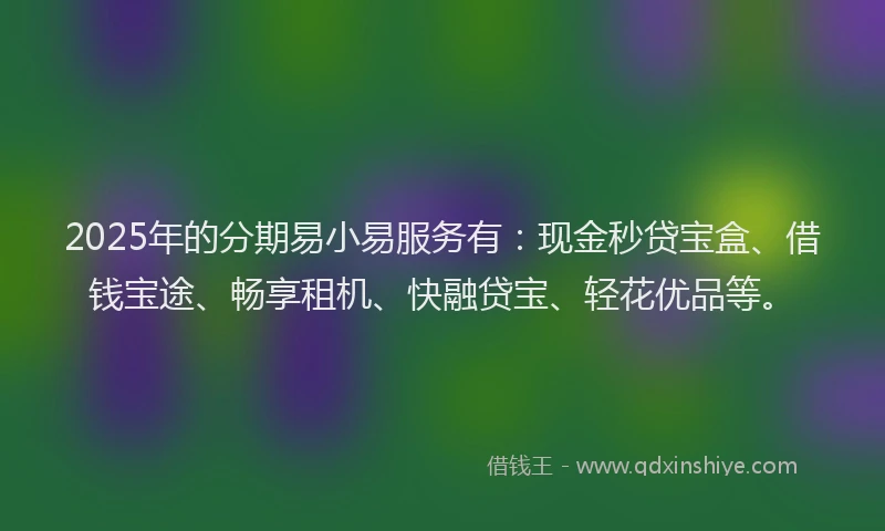 2025年的分期易小易服务有：现金秒贷宝盒、借钱宝途、畅享租机、快融贷宝、轻花优品等。