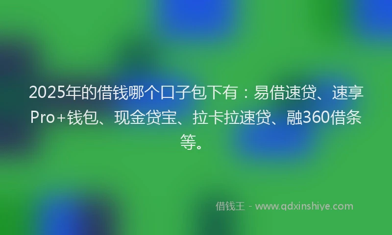 2025年的借钱哪个口子包下有：易借速贷、速享Pro+钱包、现金贷宝、拉卡拉速贷、融360借条等。