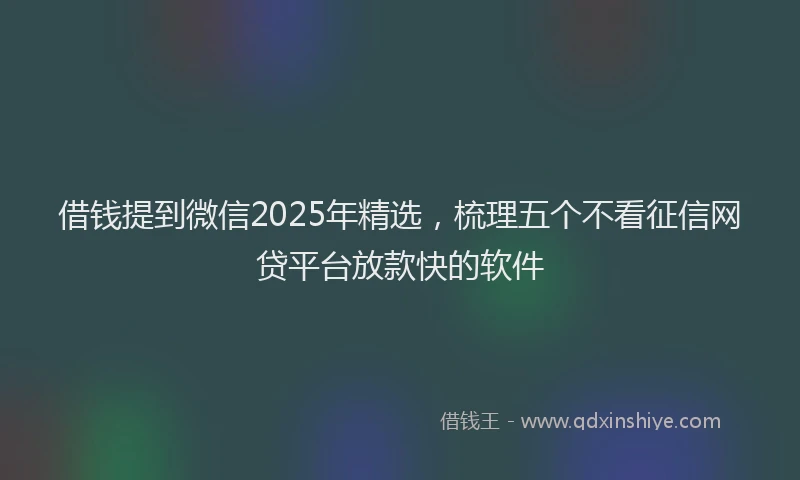 借钱提到微信2025年精选，梳理五个不看征信网贷平台放款快的软件
