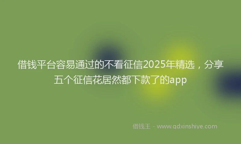 借钱平台容易通过的不看征信2025年精选，分享五个征信花居然都下款了的app