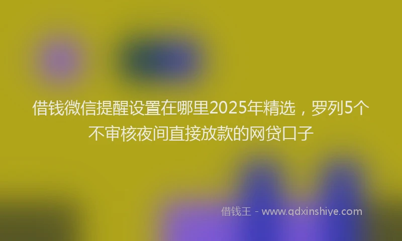 借钱微信提醒设置在哪里2025年精选，罗列5个不审核夜间直接放款的网贷口子