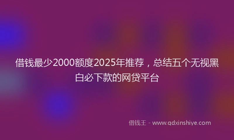 借钱最少2000额度2025年推荐，总结五个无视黑白必下款的网贷平台