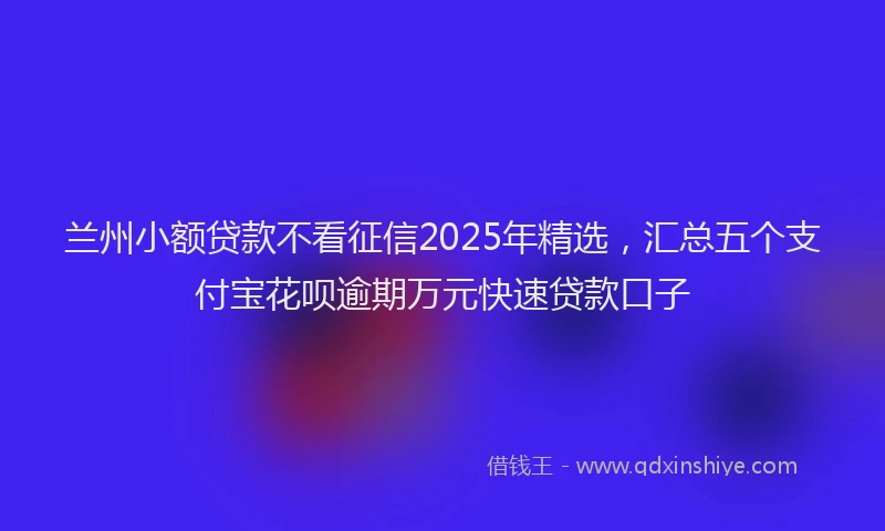 兰州小额贷款不看征信2025年精选，汇总五个支付宝花呗逾期万元快速贷款口子