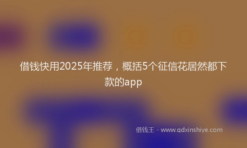 借钱快用2025年推荐，概括5个征信花居然都下款的app