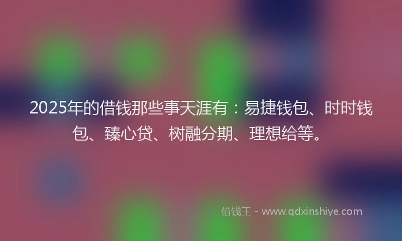2025年的借钱那些事天涯有：易捷钱包、时时钱包、臻心贷、树融分期、理想给等。