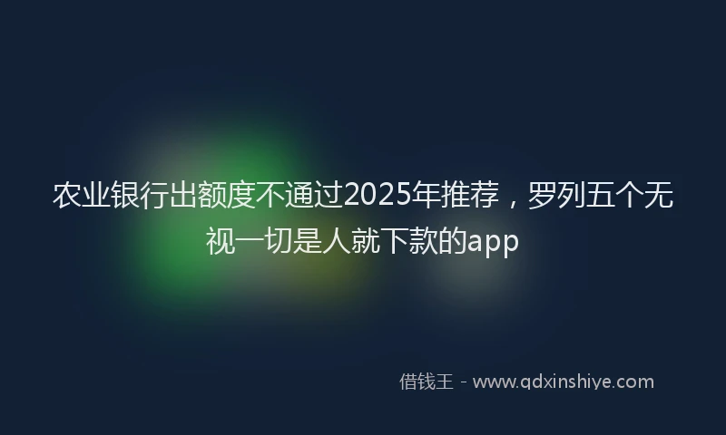 农业银行出额度不通过2025年推荐，罗列五个无视一切是人就下款的app
