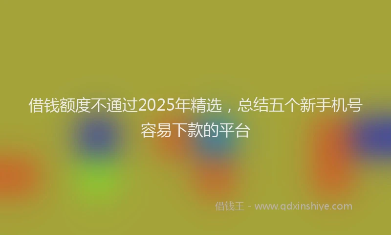 借钱额度不通过2025年精选，总结五个新手机号容易下款的平台