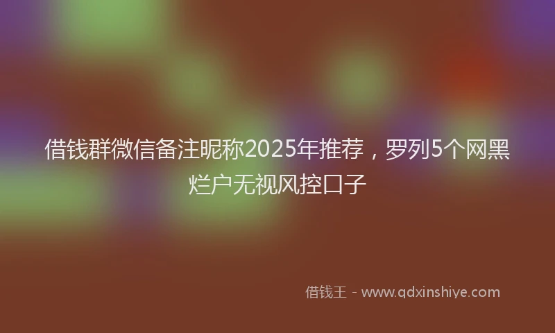 借钱群微信备注昵称2025年推荐，罗列5个网黑烂户无视风控口子