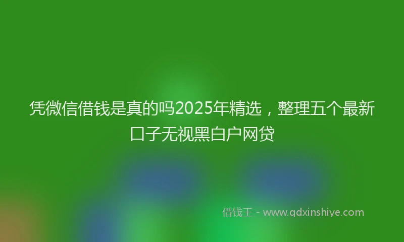 凭微信借钱是真的吗2025年精选，整理五个最新口子无视黑白户网贷