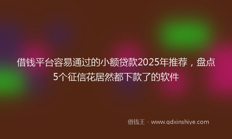借钱平台容易通过的小额贷款2025年推荐，盘点5个征信花居然都下款了的软件