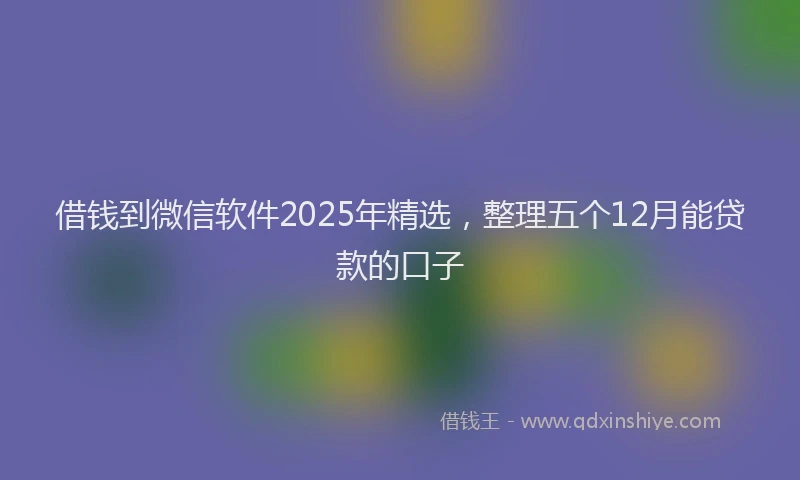借钱到微信软件2025年精选，整理五个12月能贷款的口子