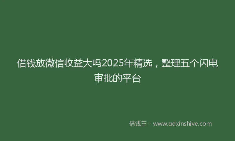 借钱放微信收益大吗2025年精选，整理五个闪电审批的平台