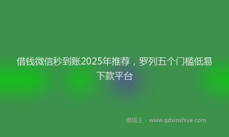 借钱微信秒到账2025年推荐，罗列五个门槛低易下款平台