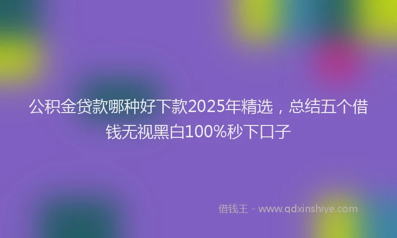 公积金贷款哪种好下款2025年精选，总结五个借钱无视黑白100%秒下口子